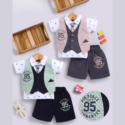 (JB-4686) BABY BOY PARTY SUIT HALF/HALF 0-2 years