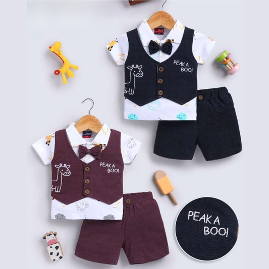 (JB-5105) BABY BOY PARTY SUIT HALF/HALF 0-2 years