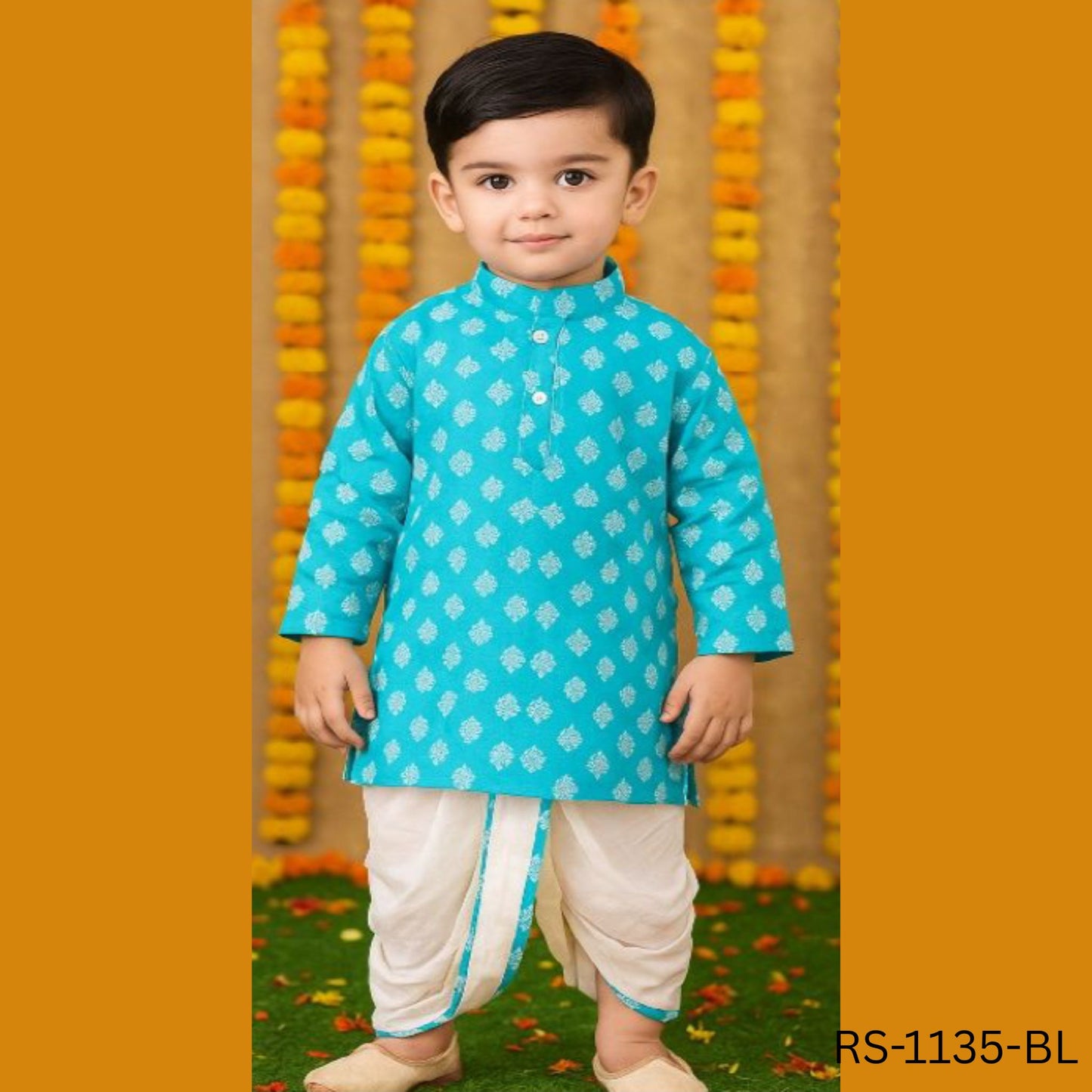 (RS-1135-BL) Boys Kurta Dhoti - 14/26