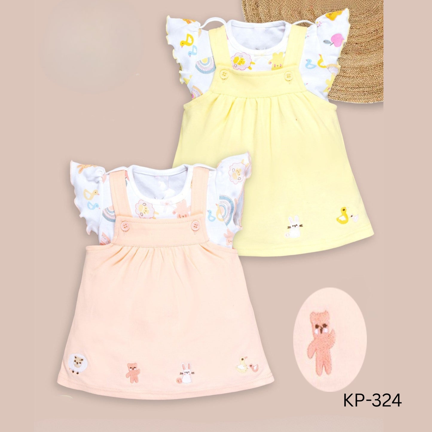 (KP324) BABY FROCK WITH TEE 3 to 12 months