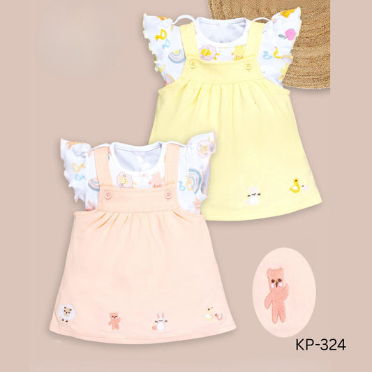 (KP324) BABY FROCK WITH TEE 3 to 12 months