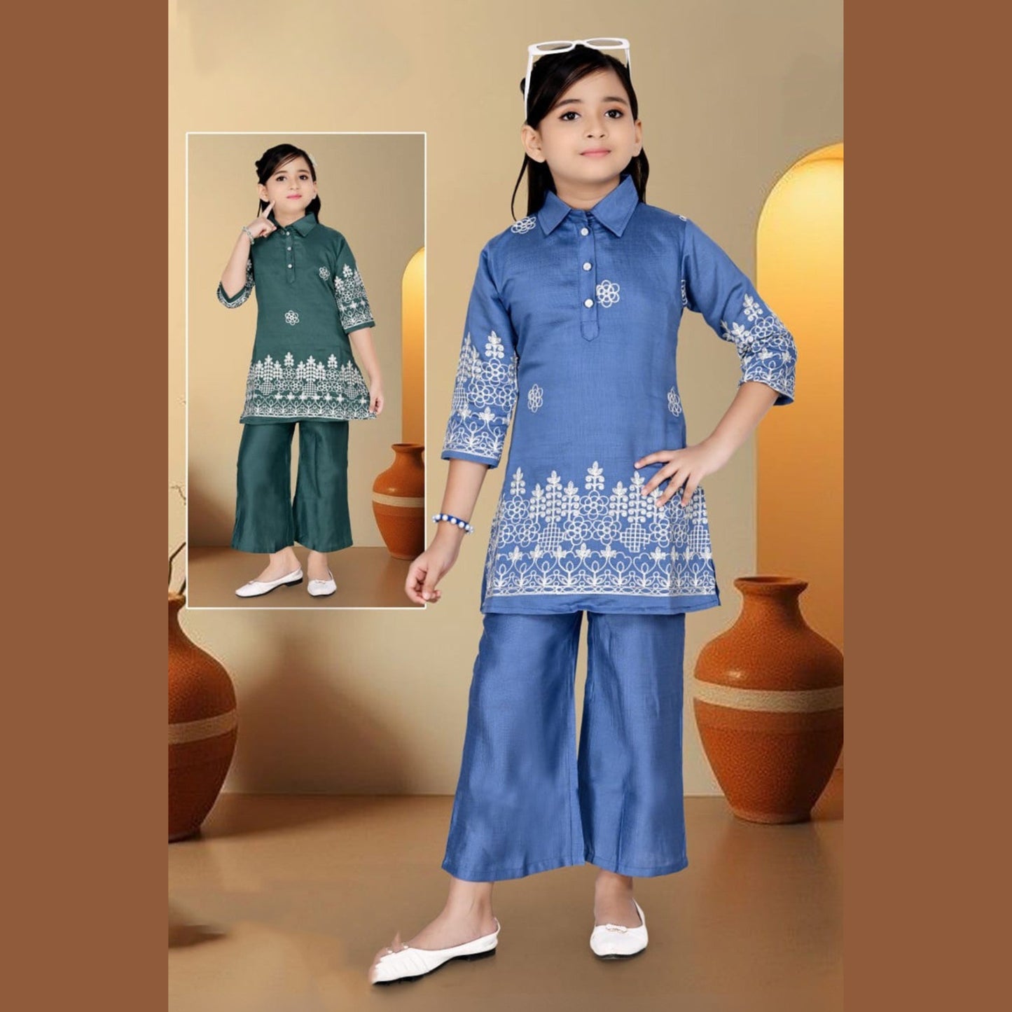 (CL2829A) GIRLS TOP PALAZZO PANT SET 34/38