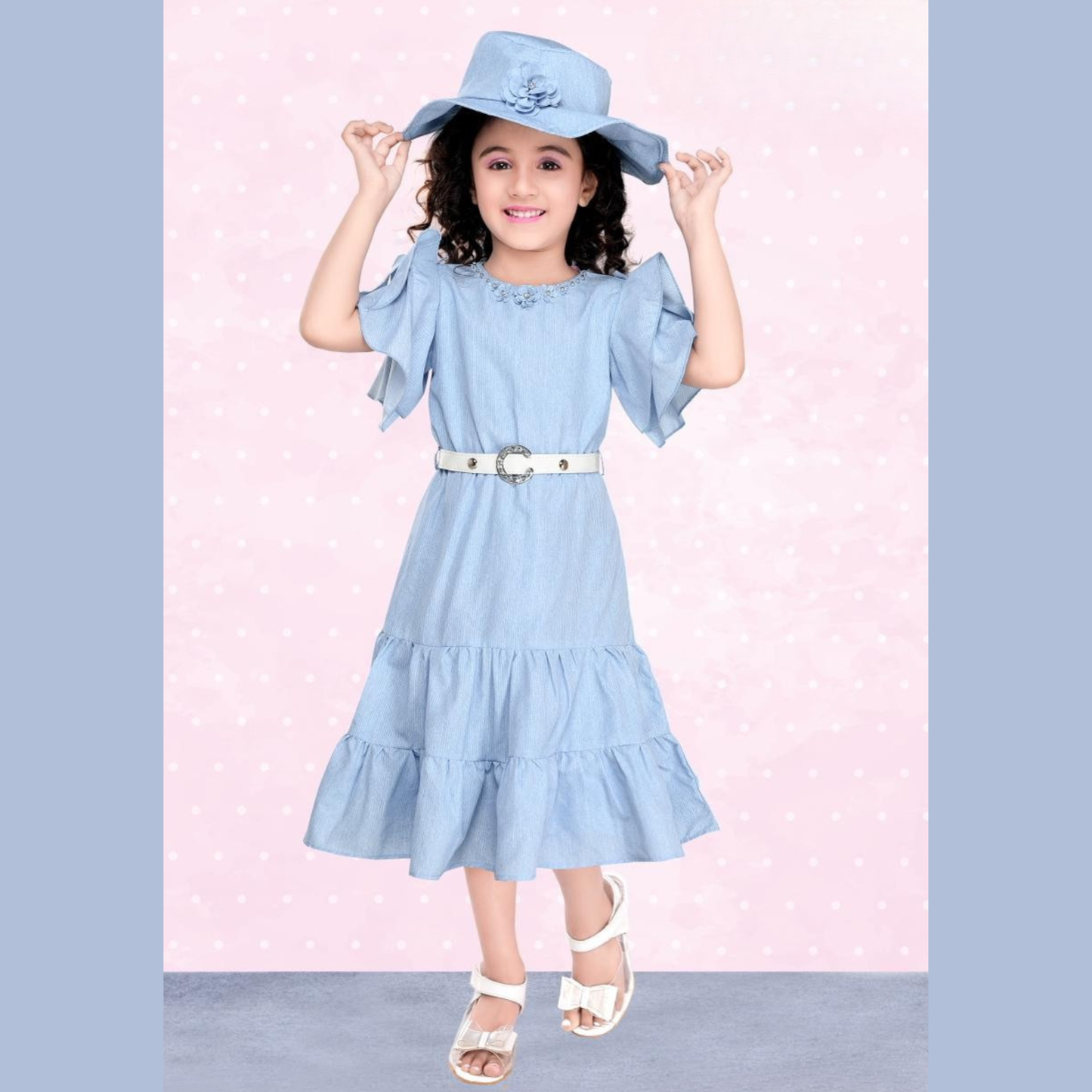 (D-325) Girls Frock with Hat 18/28