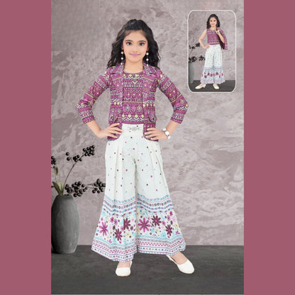 (UN527) GIRLS TOP PALAZZO PANT AND JACKET SET 24/38