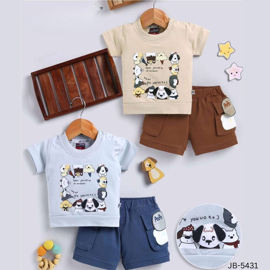(JB-5431) Boys T-shirt Shorts Set (Up to 2 yrs)