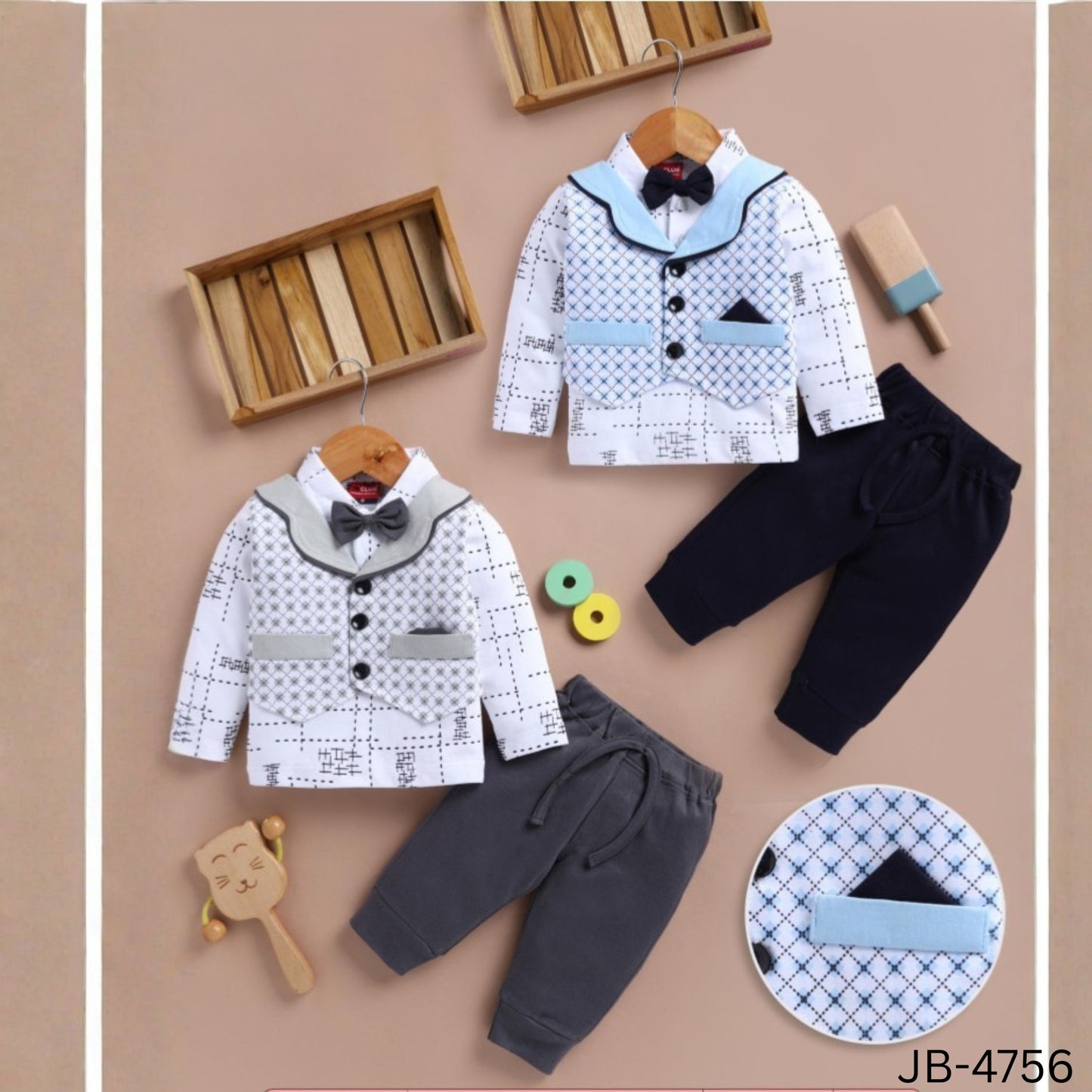 (JB-4756) Baby Boy 3PC Party Suit Full/Full (Up to 2 yrs)