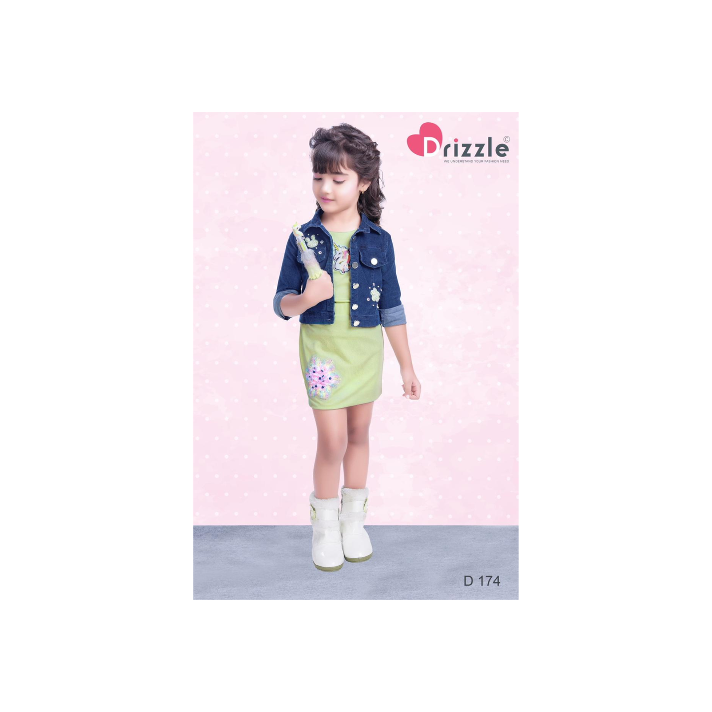 (D-174-PISTA) Girls Skirt Top with Jacket 18/28
