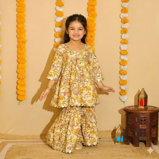 (RS-1012) Girls Sharara Top Co-ord Set 16/28