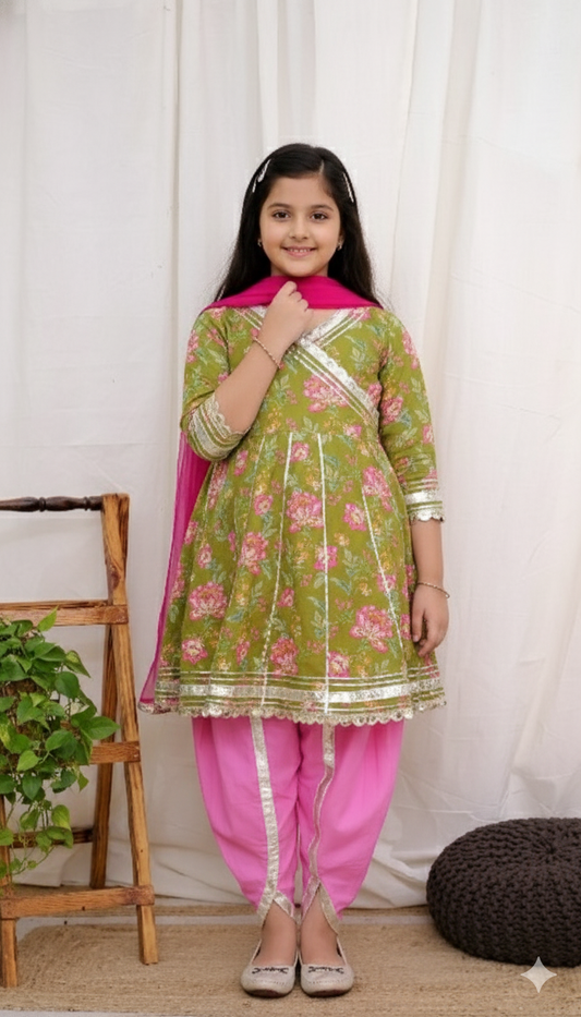 (RS-1011) Girls Dhoti Top with Dupatta - 30/42